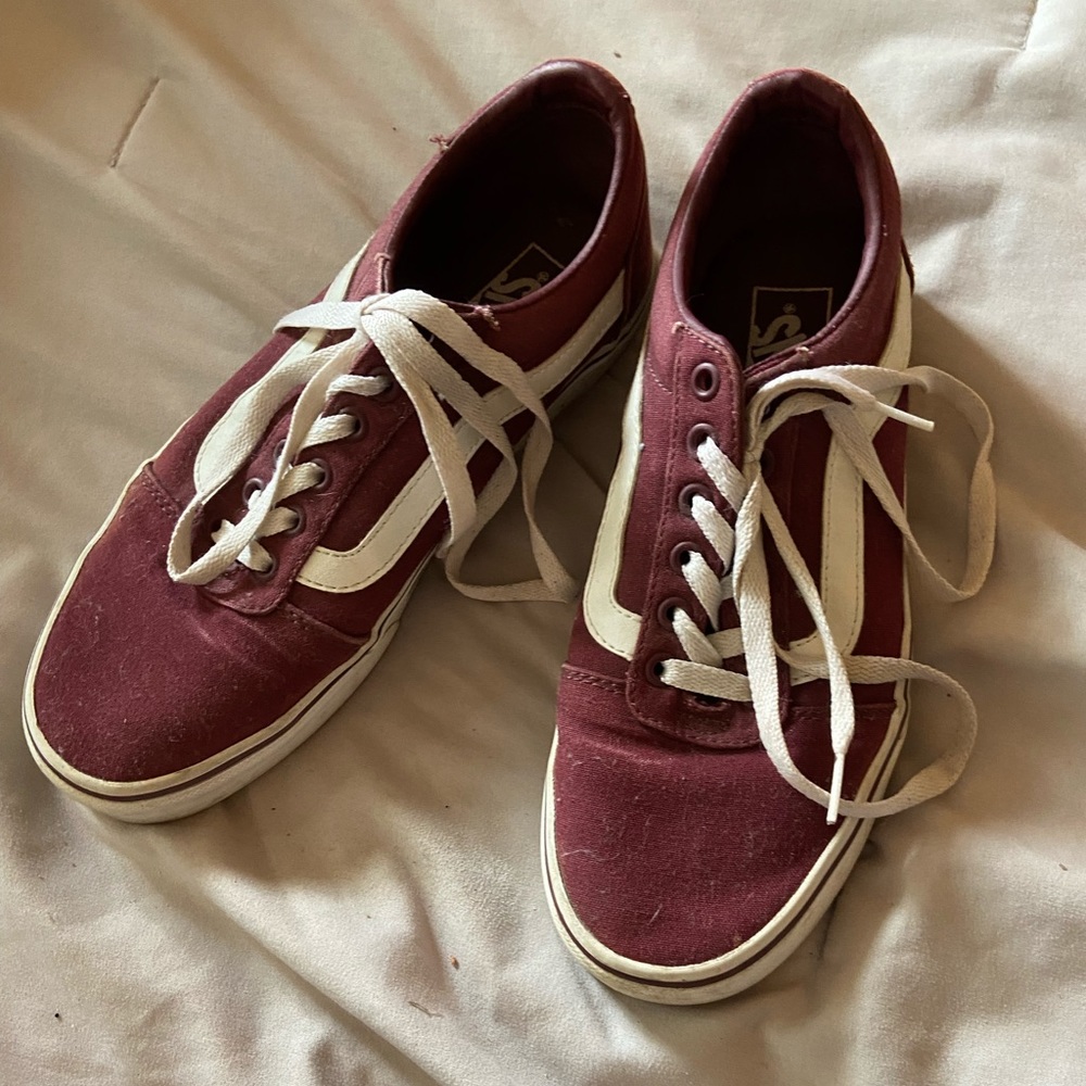 Burgundy tie up vans